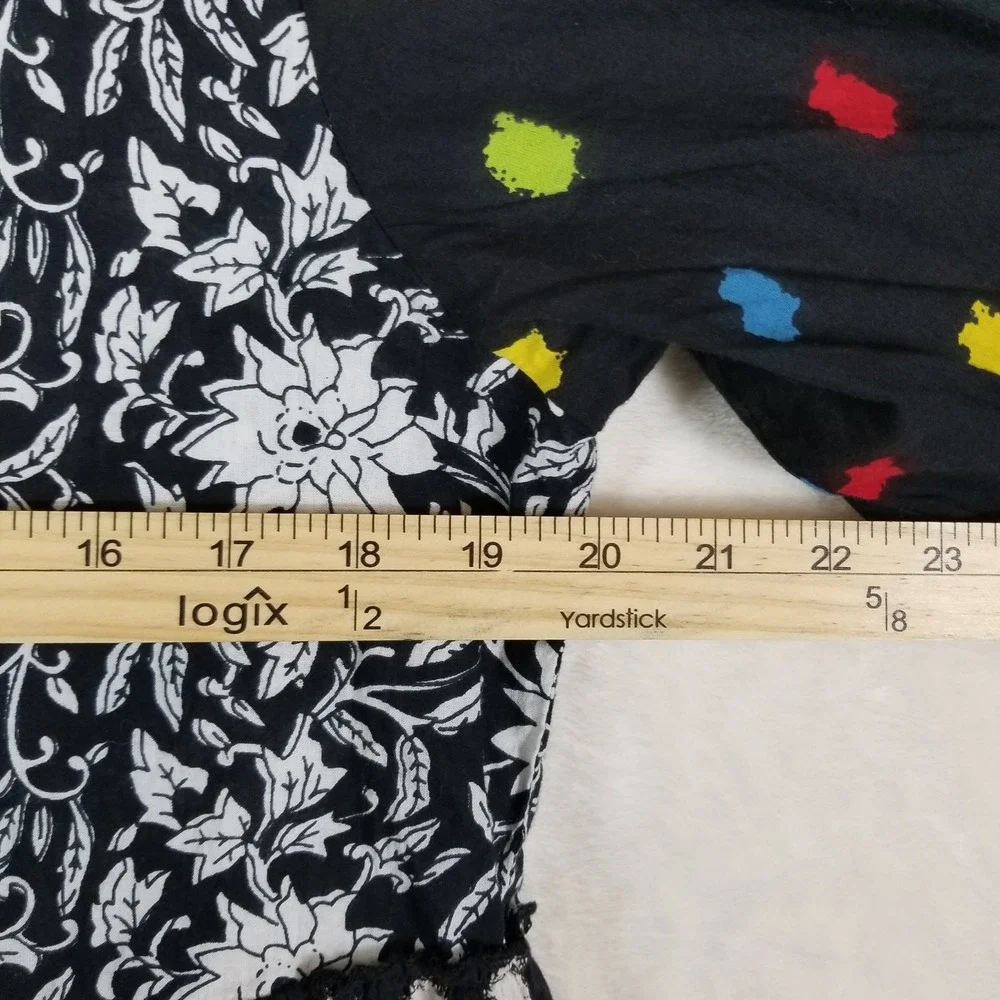 Dress Addict Women Cotton Mixed Print Floral Tiered Mini Dress Black Sz L Boho - Picture 5 of 7